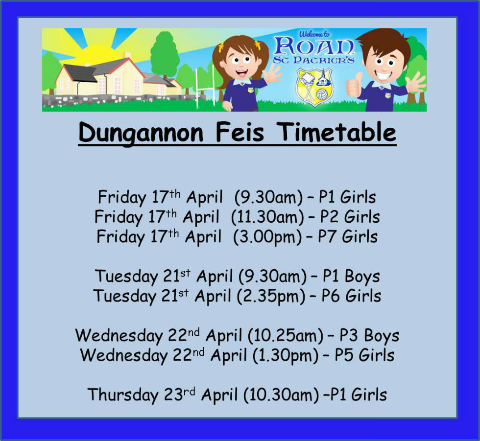 Dungannon Feis Timetable
