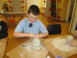 Clay modelling in Primary 7